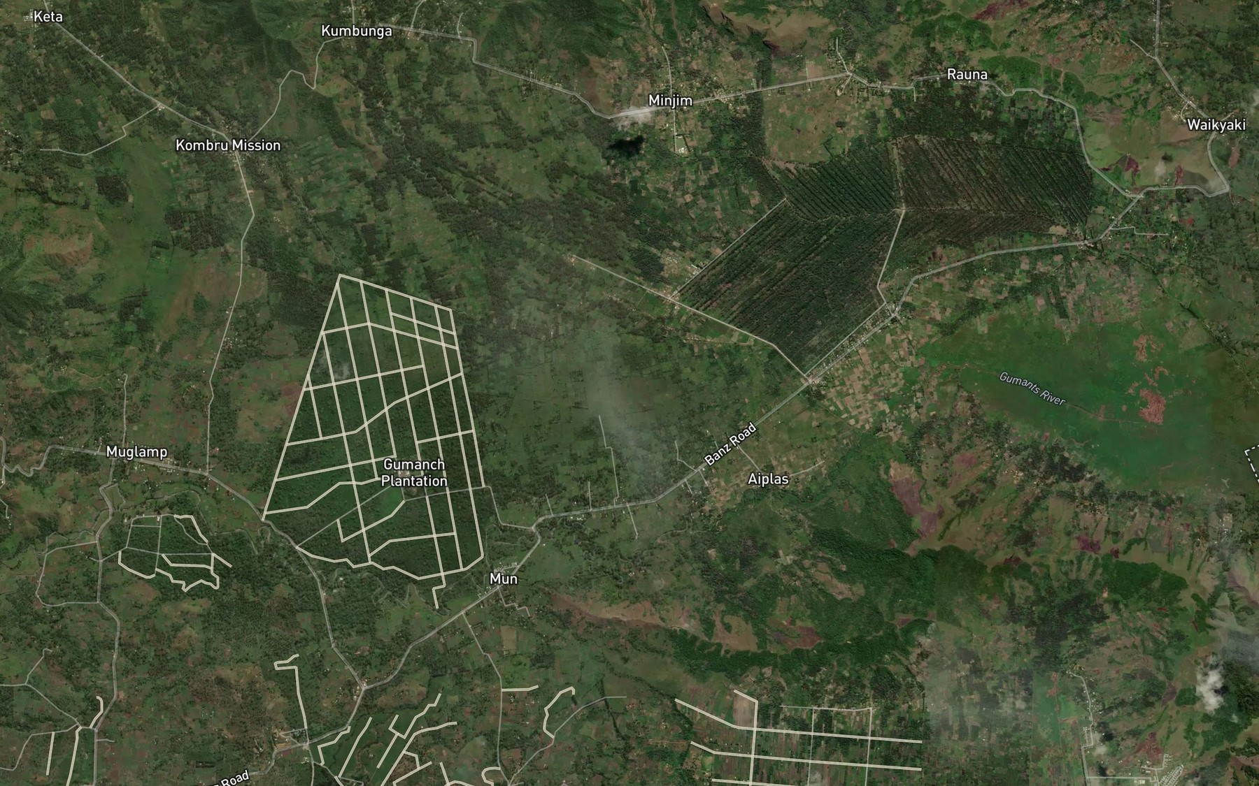 Satellite map of the Monga River