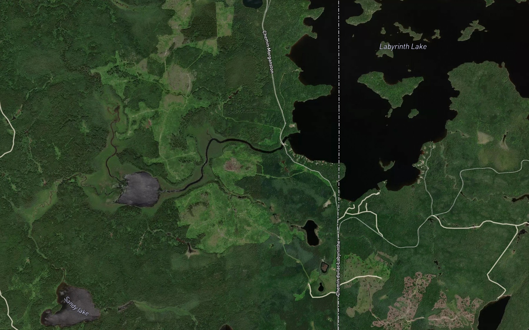 Satellite map of the Wawagoshe Creek