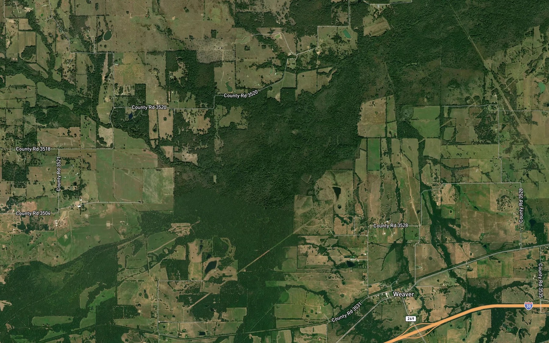 Satellite map of the North Caney Creek