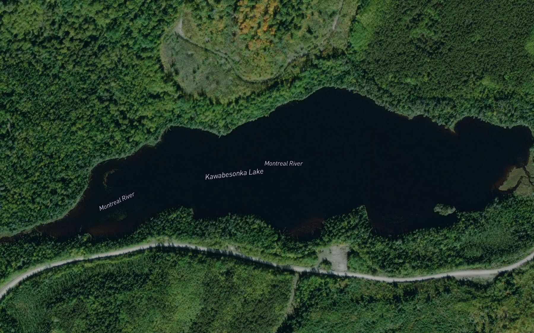 Satellite map of the Kawabesonka Lake