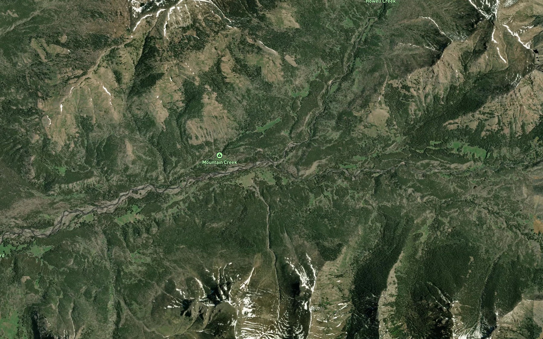 Satellite map of the Howell Creek