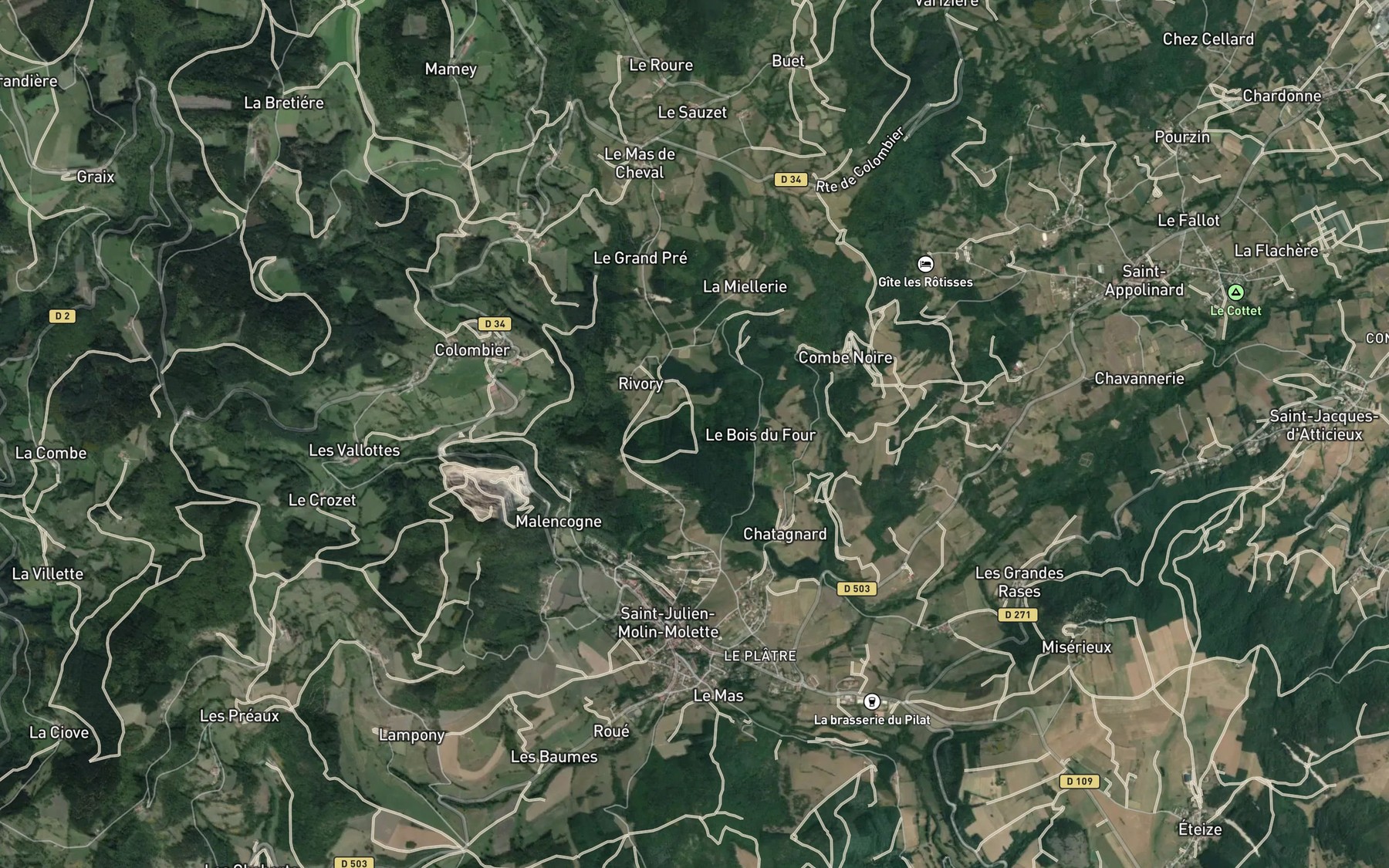 Satellite map of the Ruisseau de Pontin