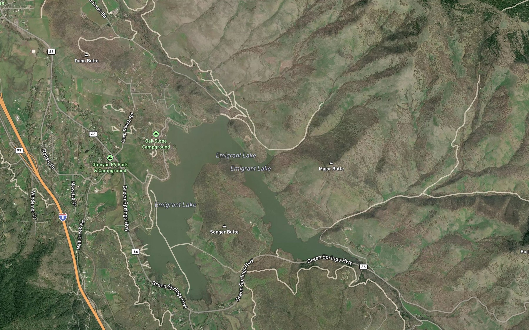 Satellite map of the Cattle Creek