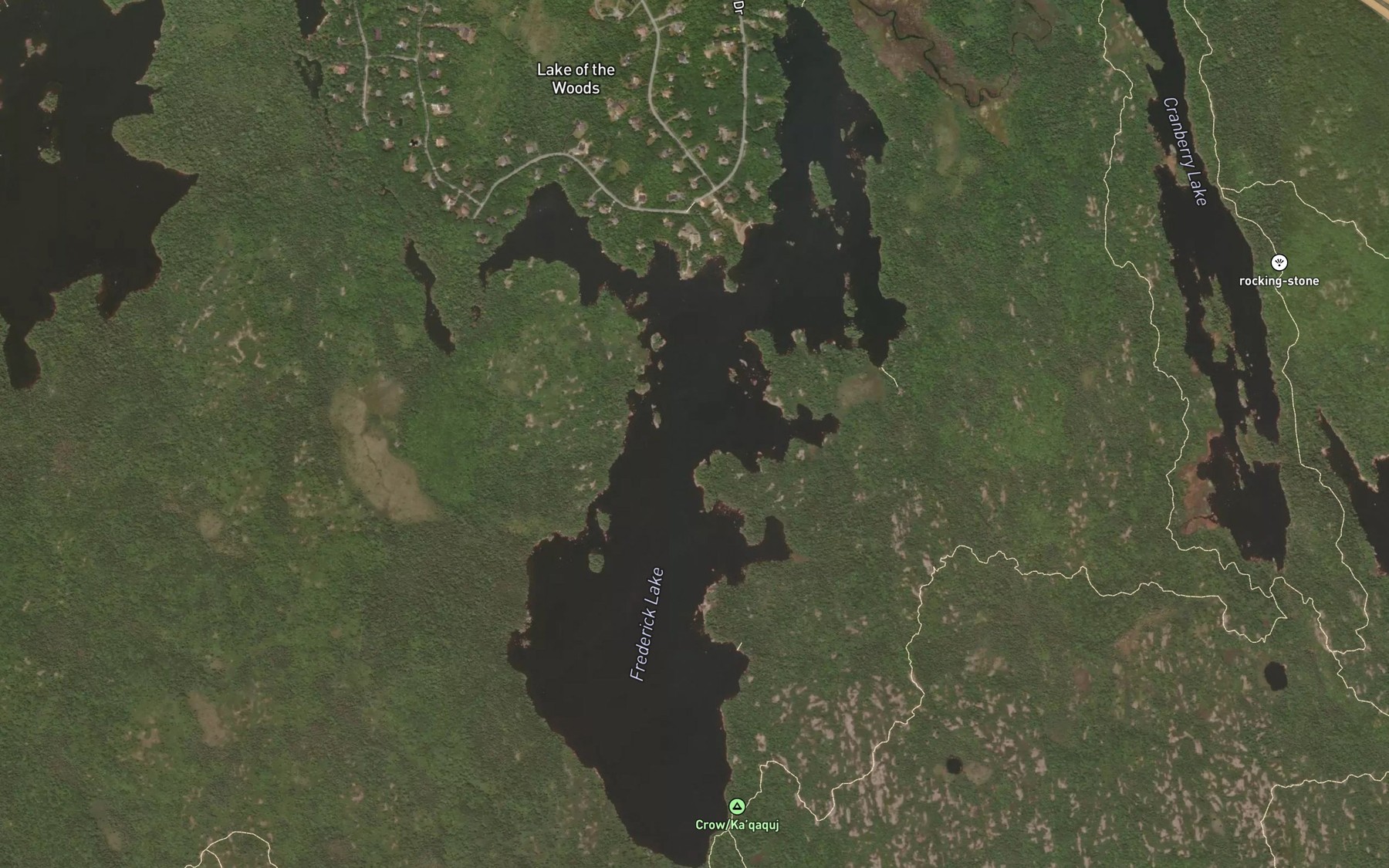 Satellite map of the Frederick Lake