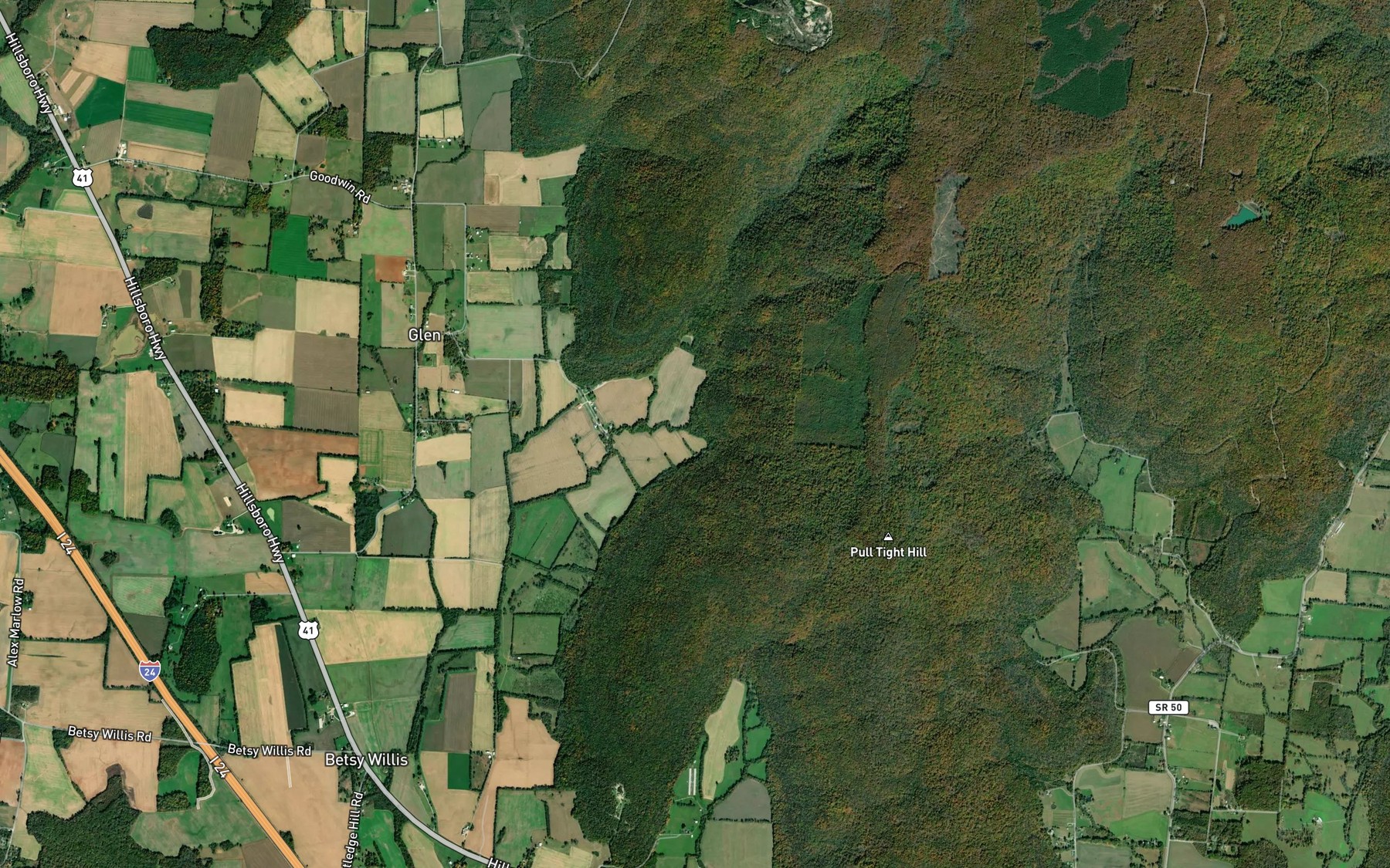 Satellite map of the Mill Creek