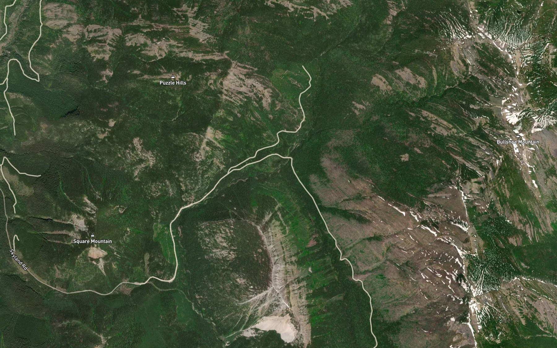 Satellite map of the Puzzle Creek