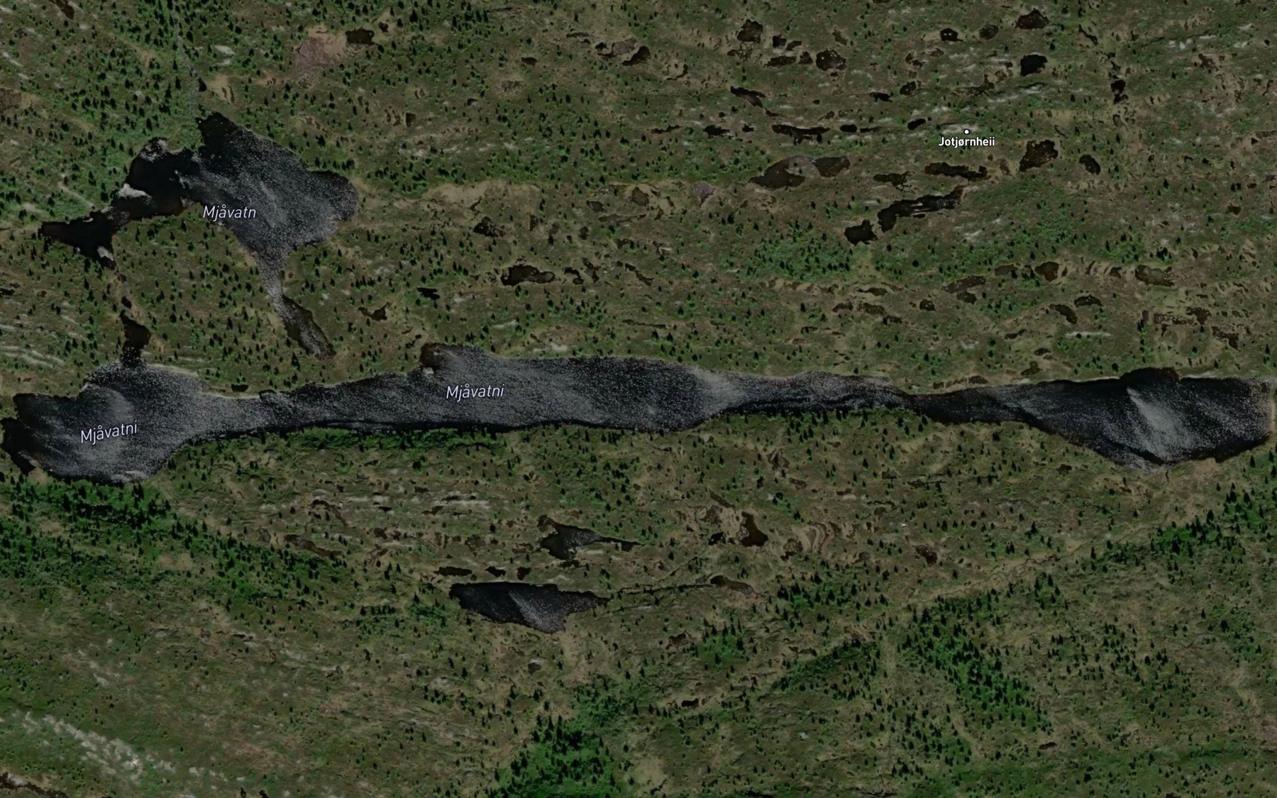 Satellite map of the Austre Mjavatn
