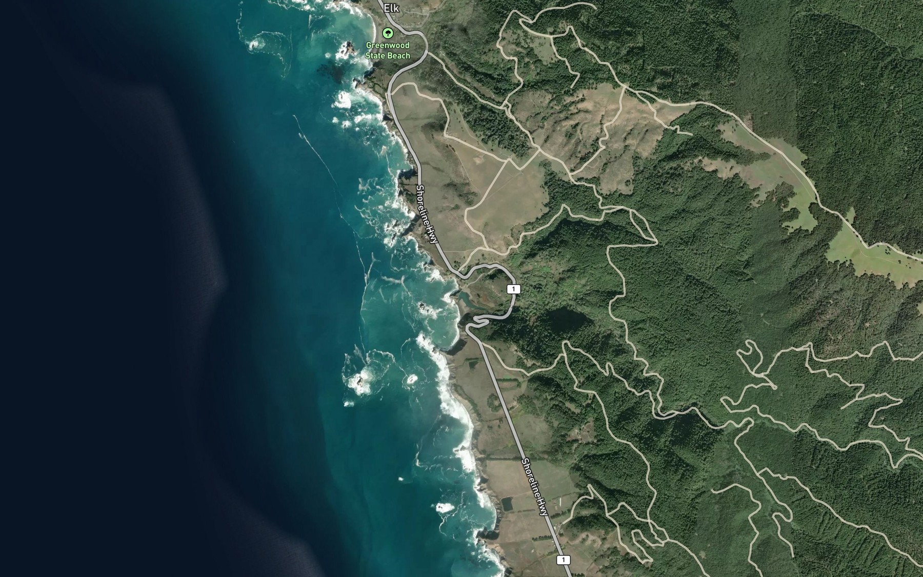 Satellite map of the Elk Creek