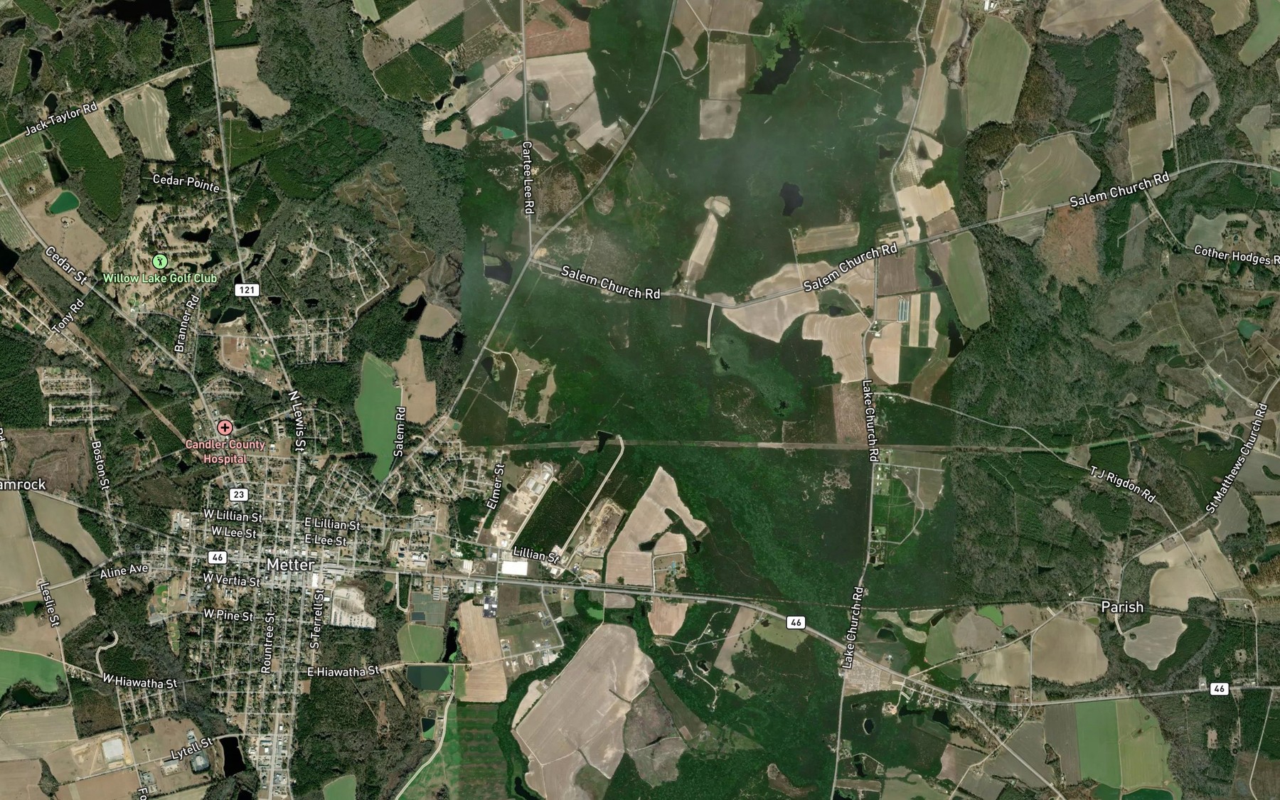 Satellite map of the Stocking Head Creek