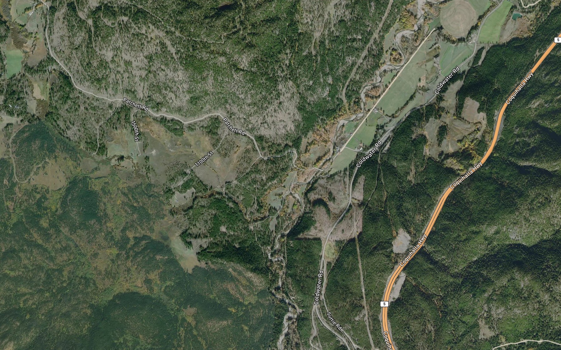 Satellite map of the Midday Creek