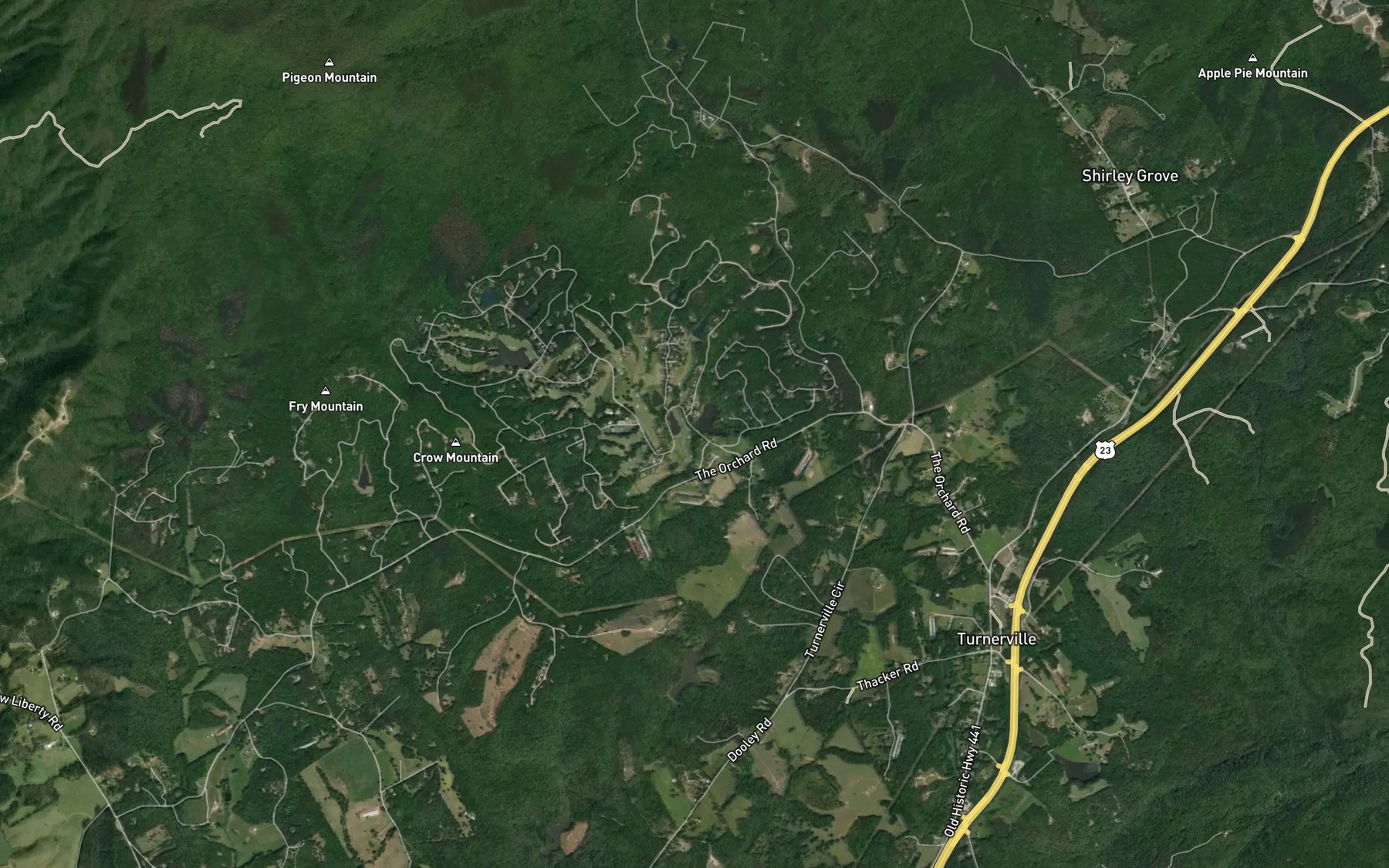 Satellite map of the Waters Lake