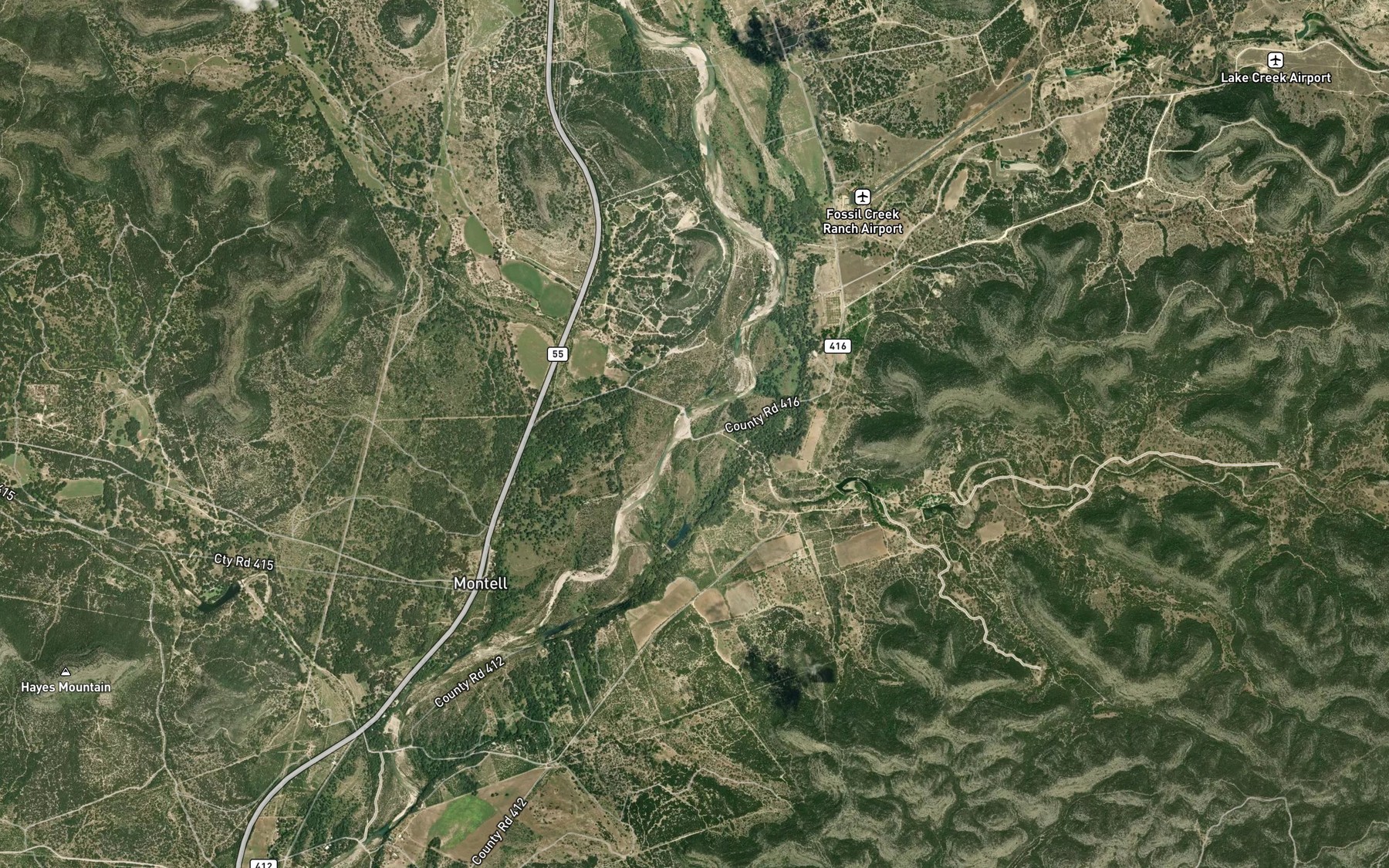 Satellite map of the Lake Creek