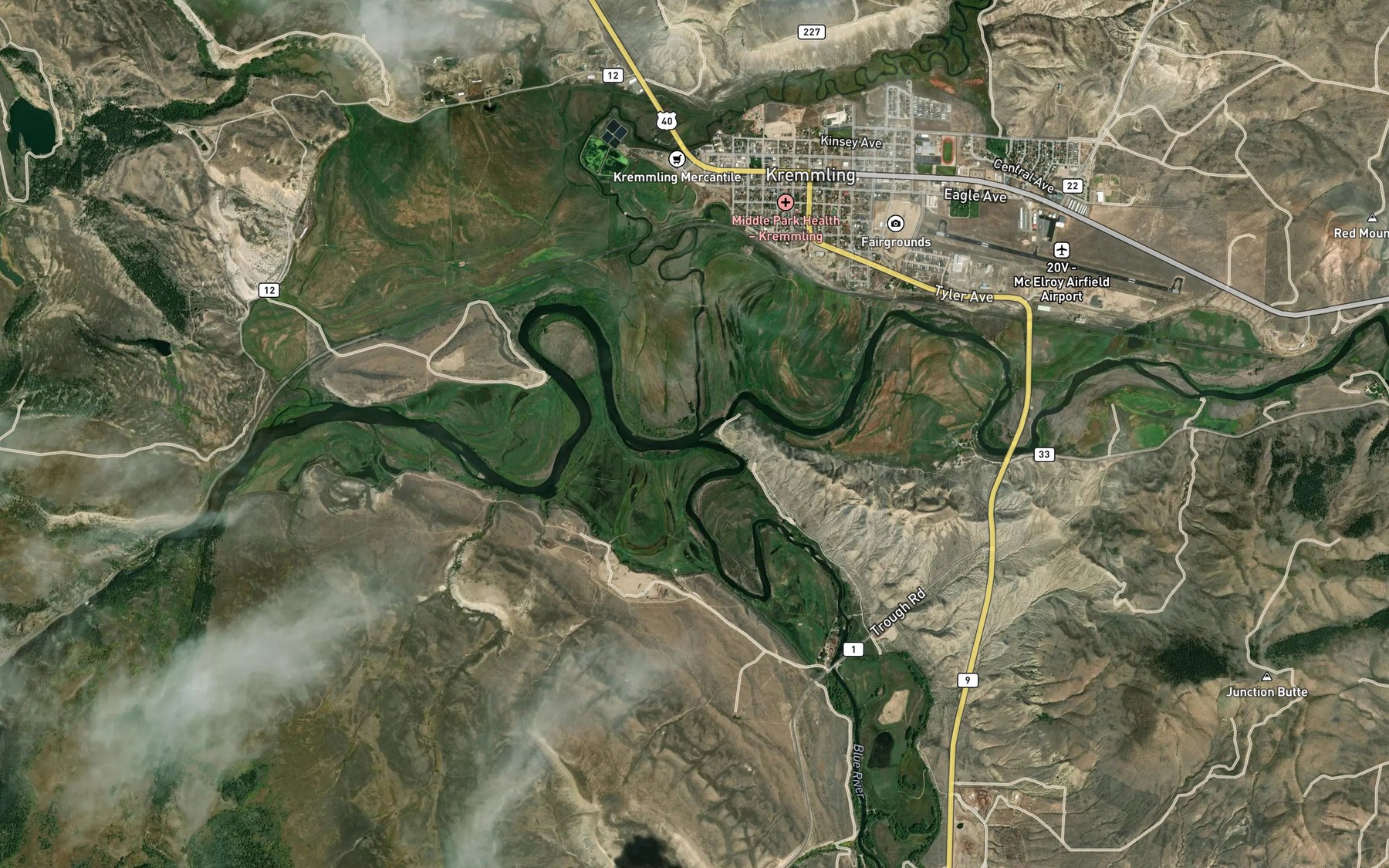Satellite map of the Muddy Creek