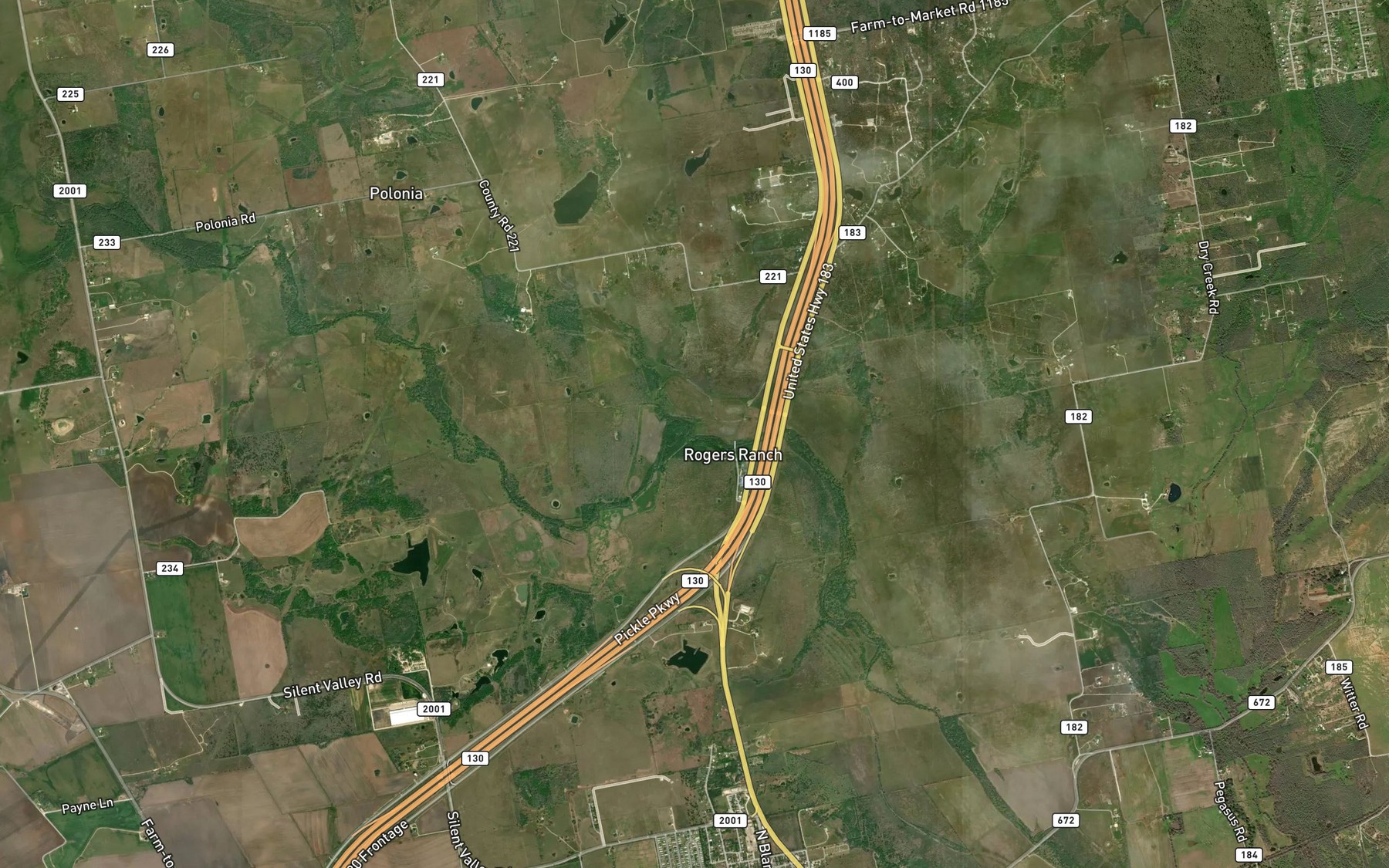 Satellite map of the Elm Creek