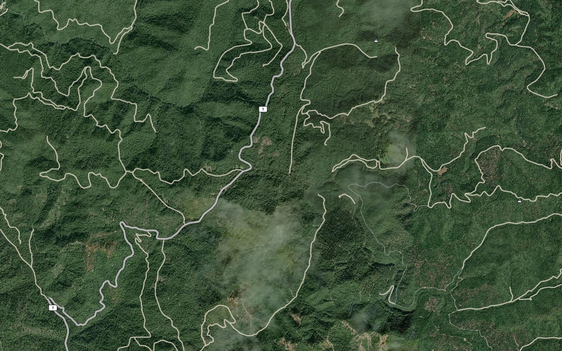 Satellite map of the South Fork Mule Creek