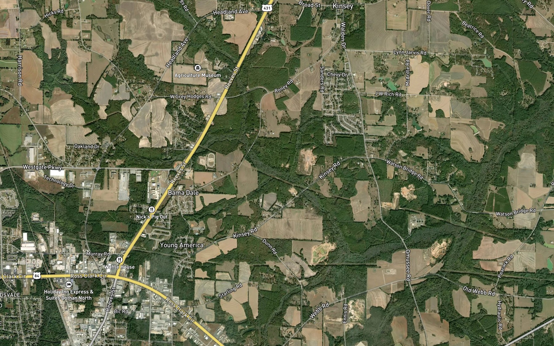 Satellite map of the Rocky Branch