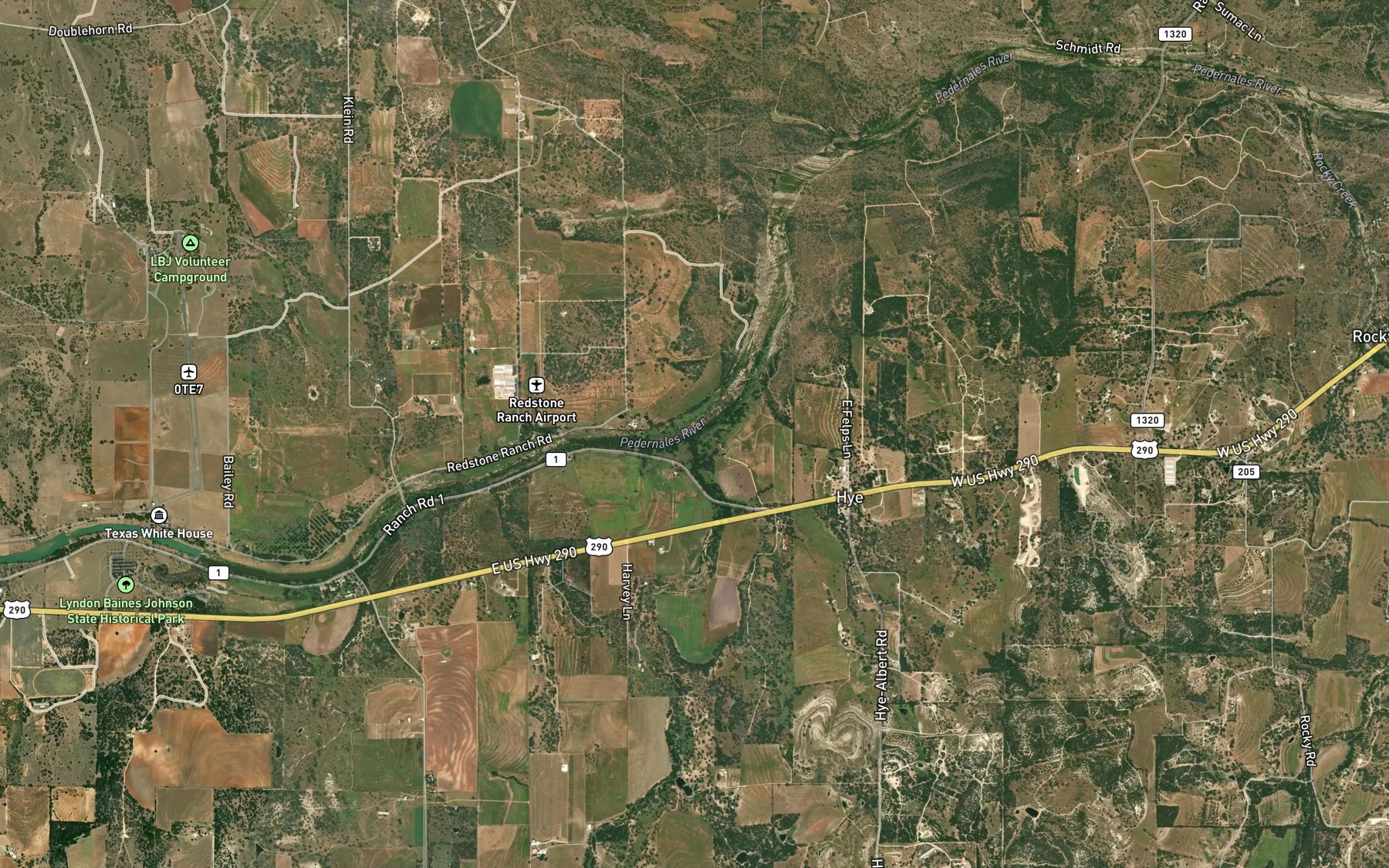 Satellite map of the Williams Creek