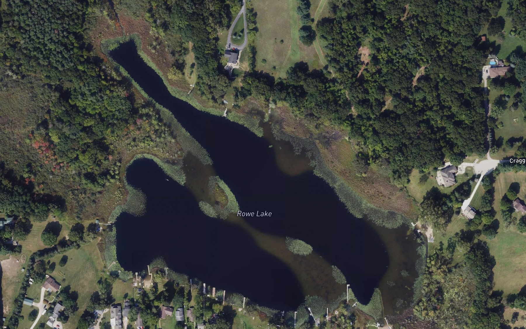 Satellite map of the Rowe Lake