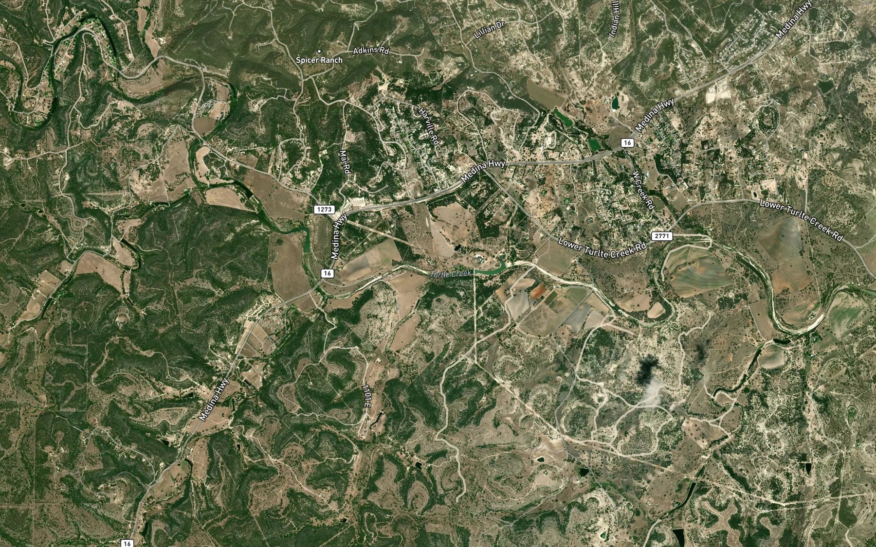 Satellite map of the Little Lambs Creek
