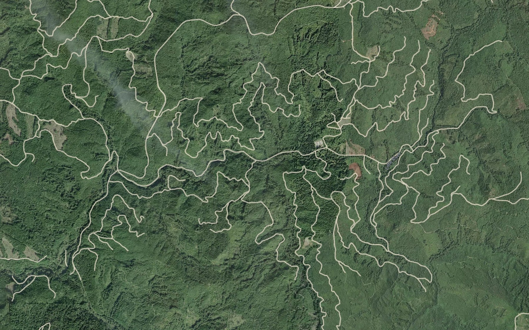 Satellite map of the Lower South Fork Little River