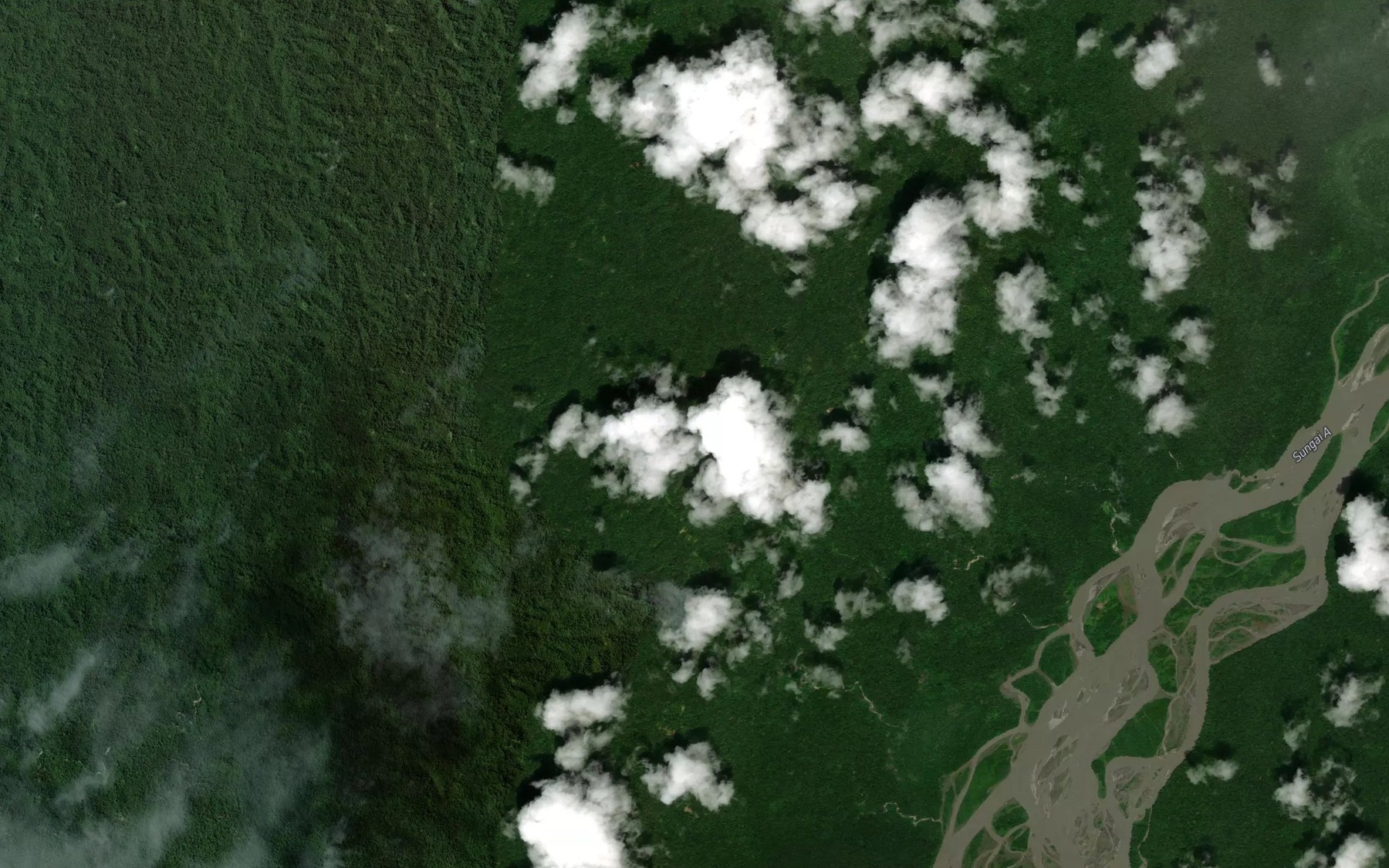 Satellite map of the A River
