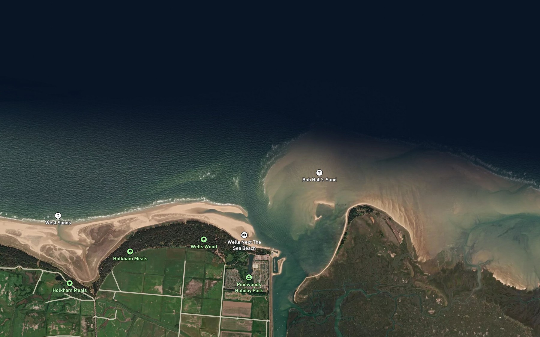 Satellite map of the Bob Halls Sand