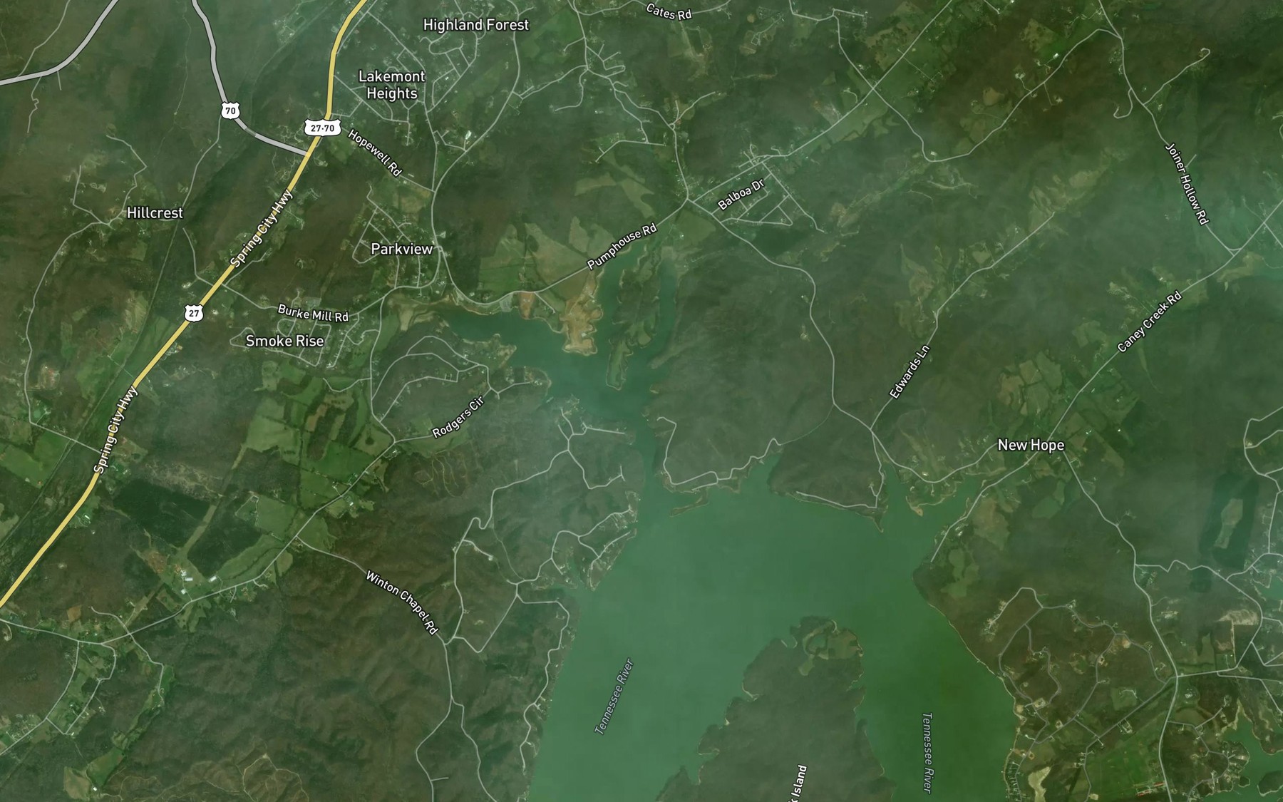 Satellite map of the River Branch