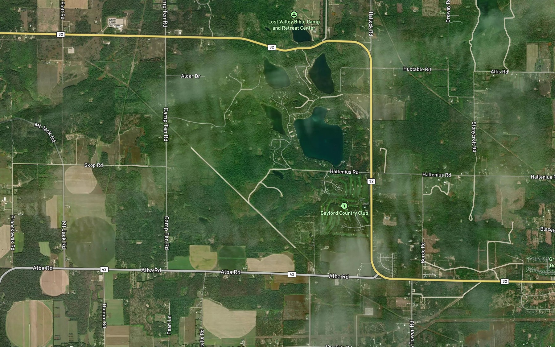 Satellite map of the Horning Lake
