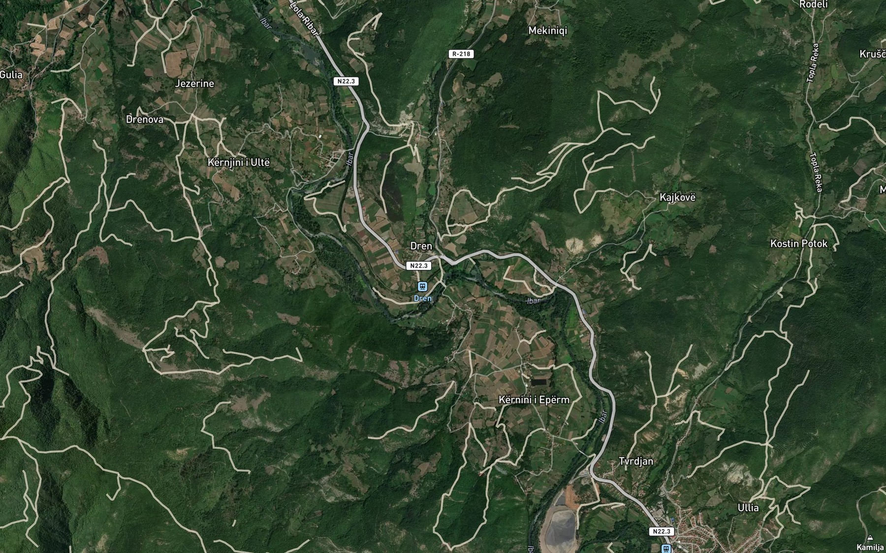 Satellite map of the Drenska Reka