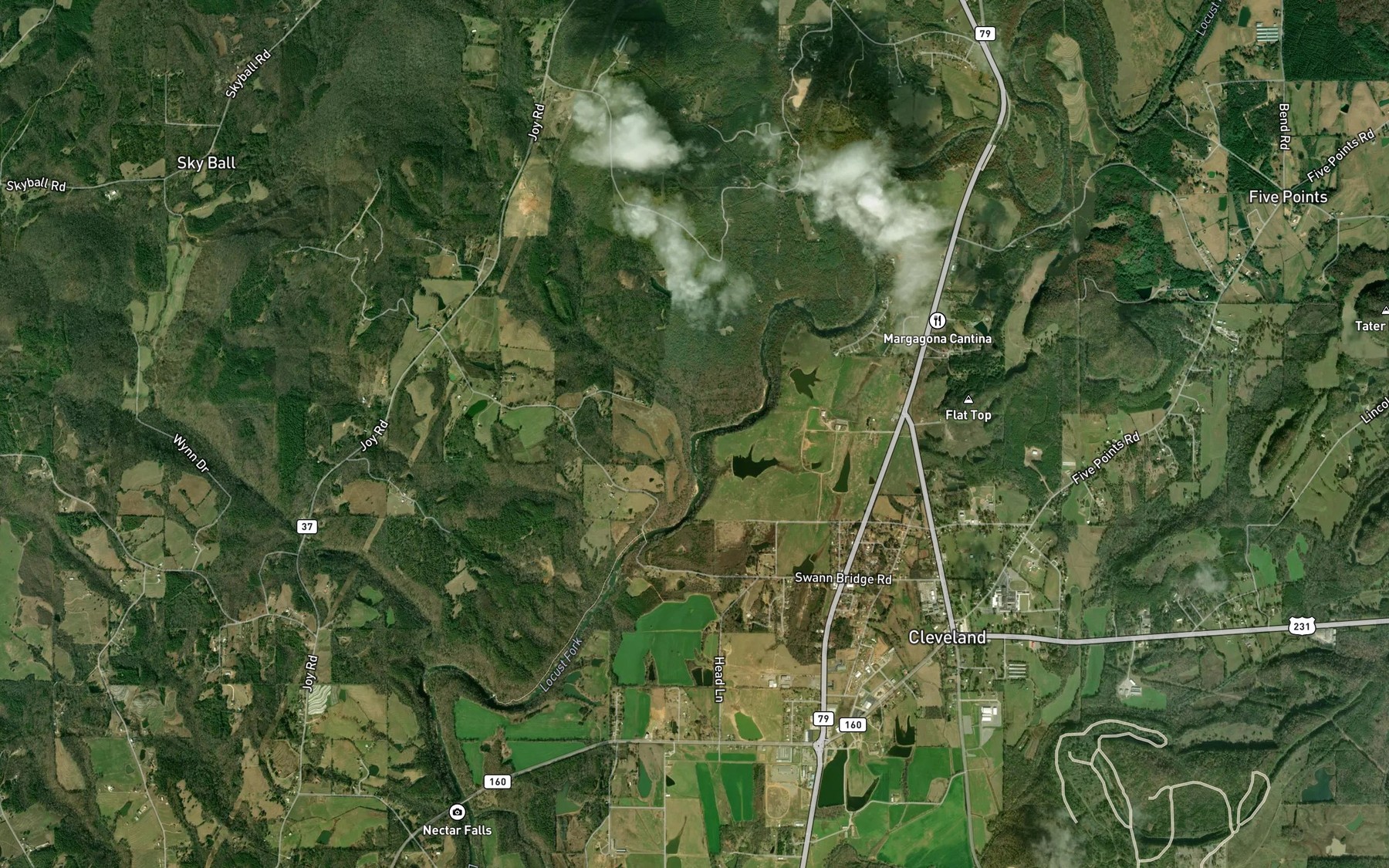 Satellite map of the Austin Creek