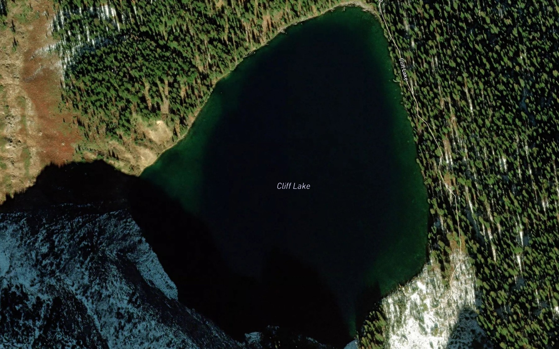 Satellite map of the Cliff Lake