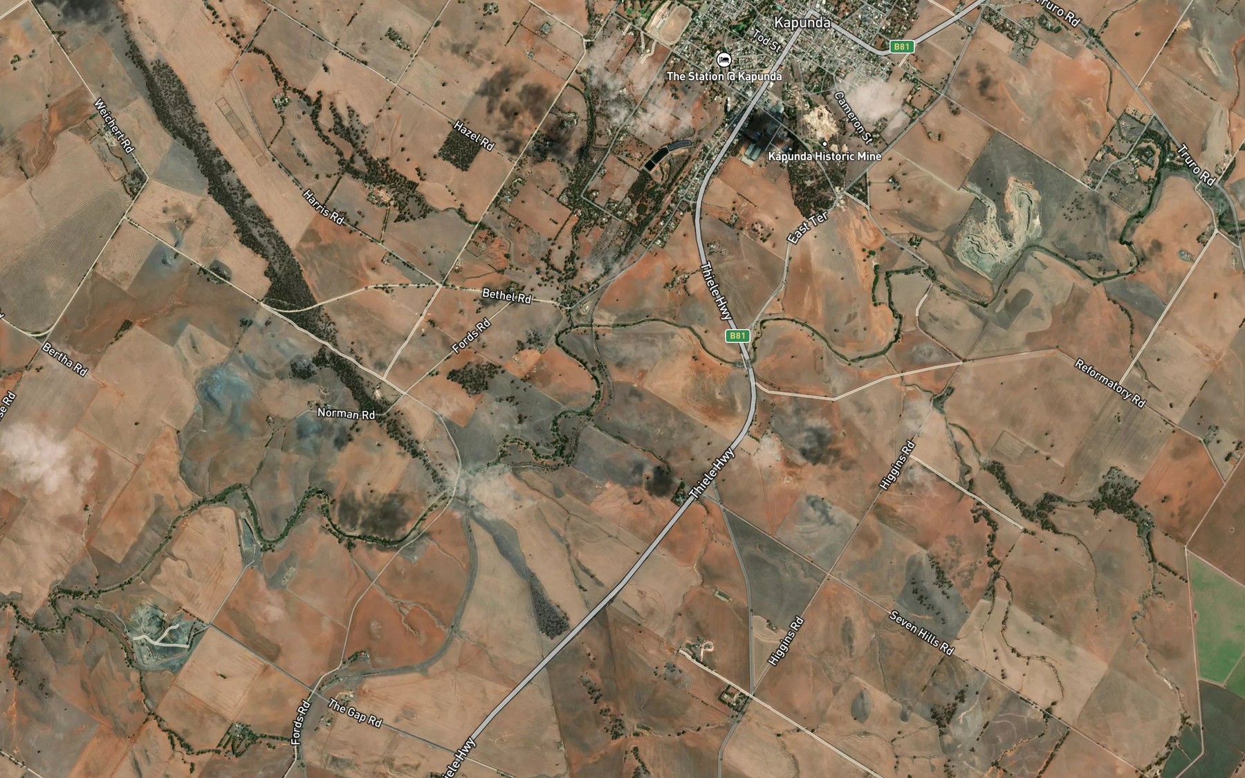 Satellite map of the Hawkers Creek