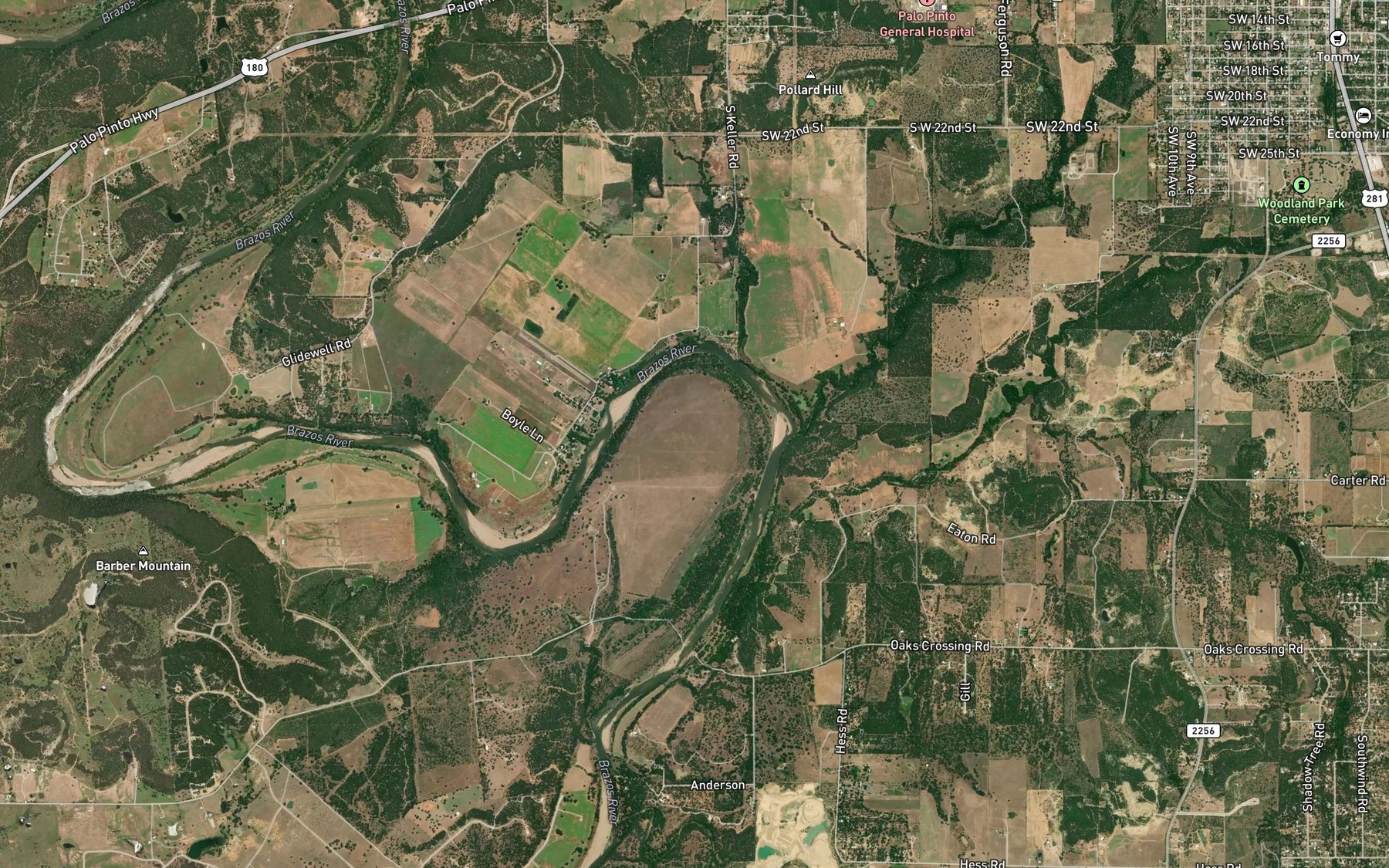 Satellite map of the Hittson Bend
