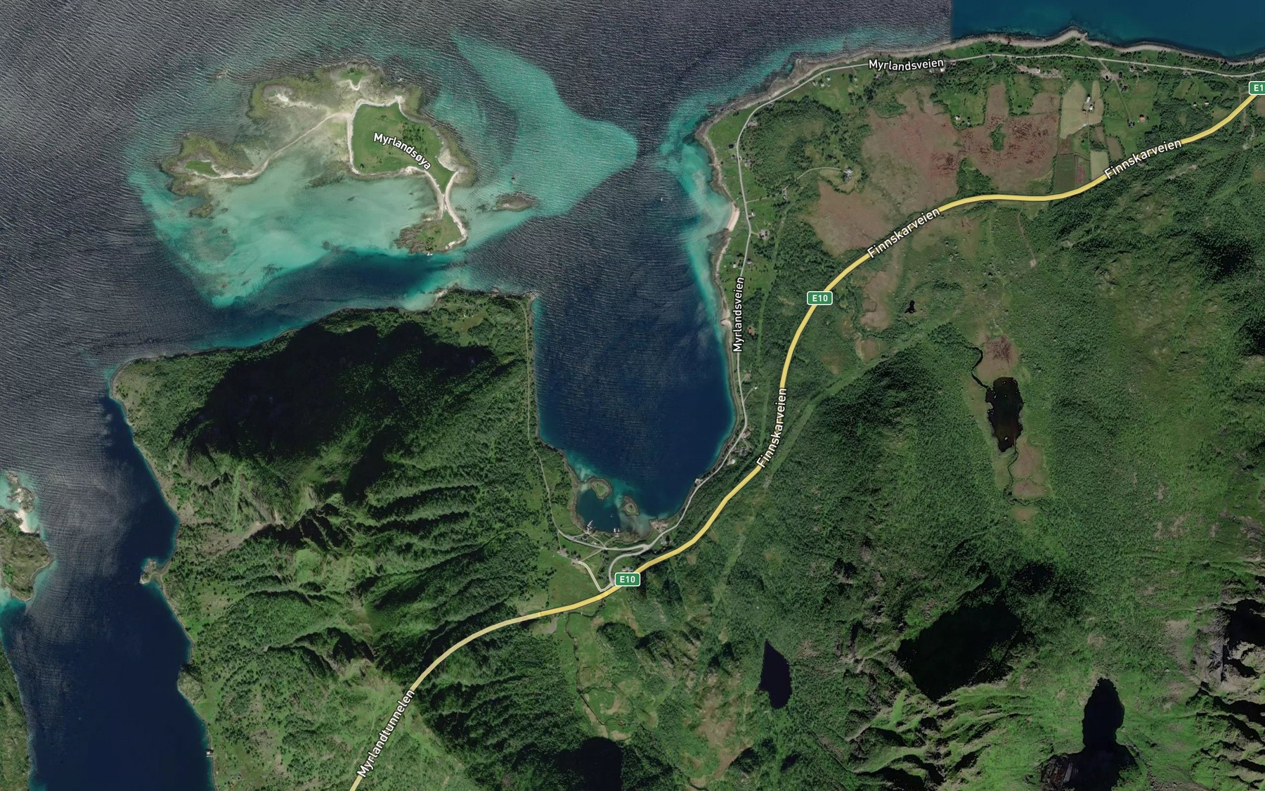 Satellite map of the Myrlandsfjorden
