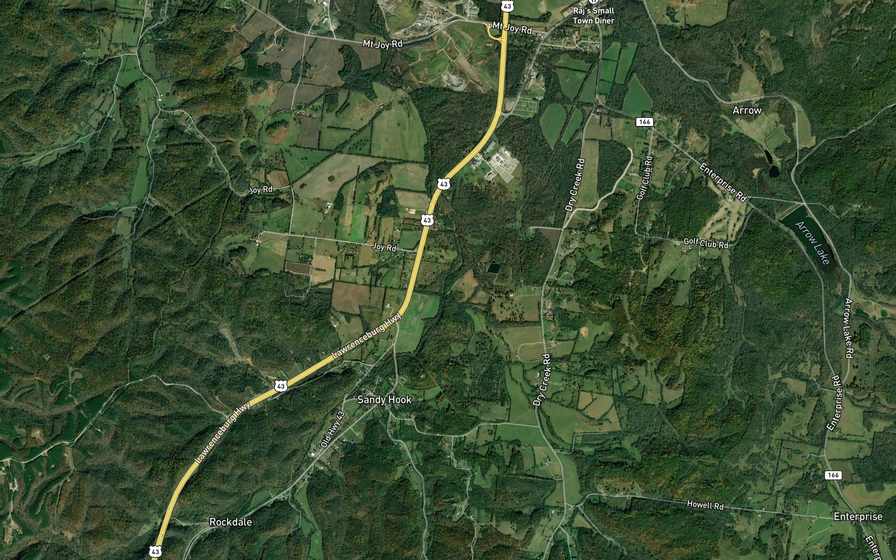 Satellite map of the Dry Creek