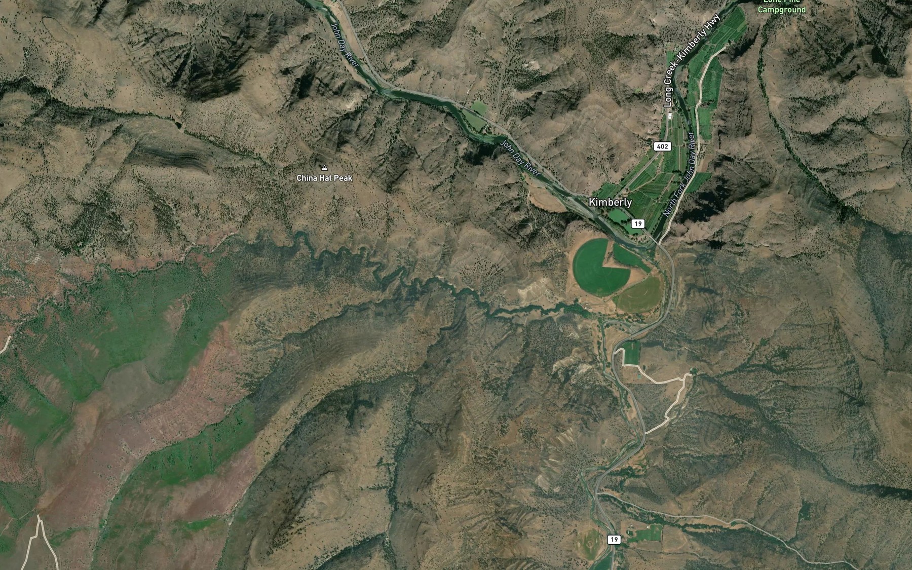 Satellite map of the Second Creek