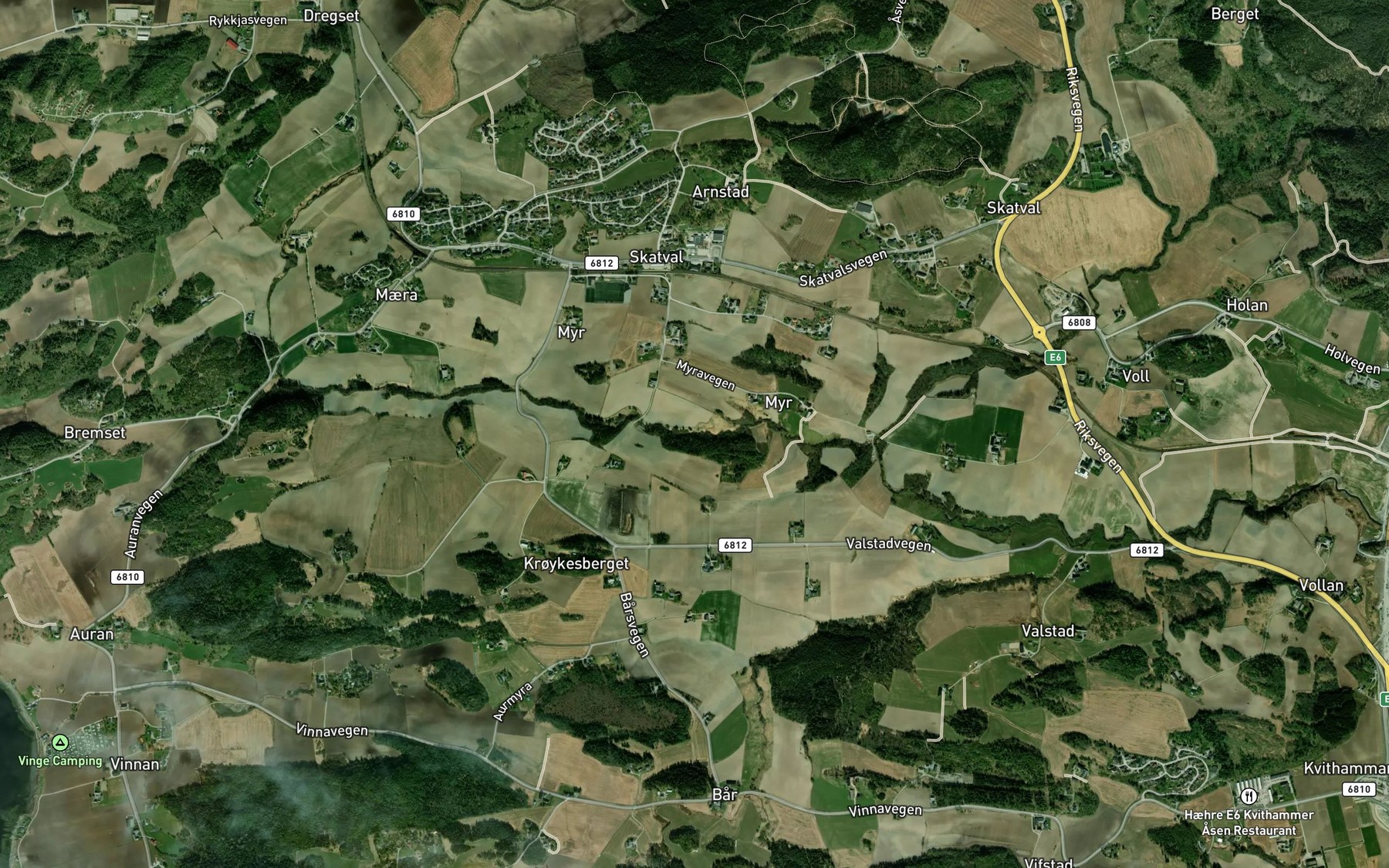 Satellite map of the Myrelva