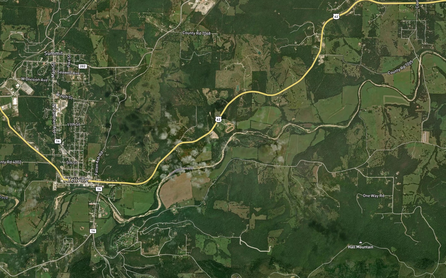 Satellite map of the Hogskin Creek