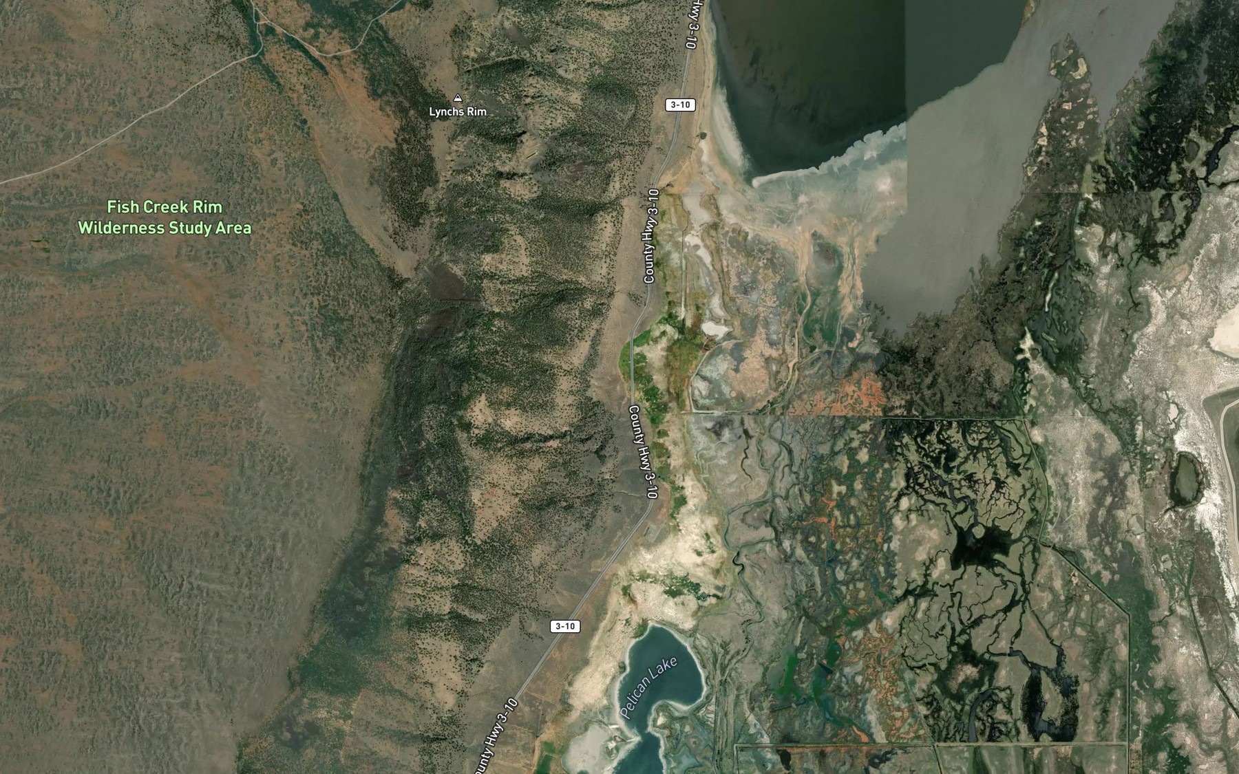 Satellite map of the Crump Geyser