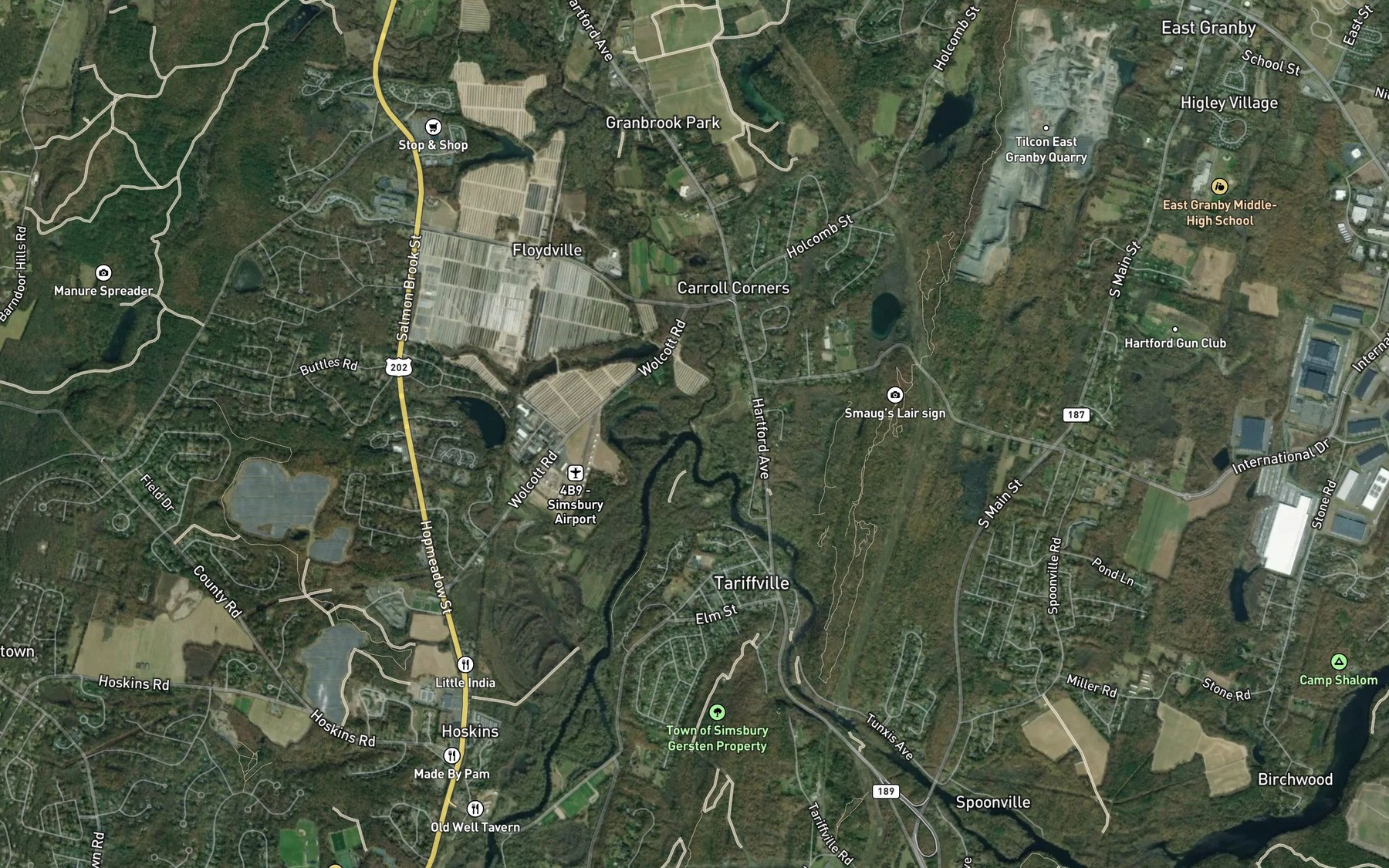 Satellite map of the Salmon Brook
