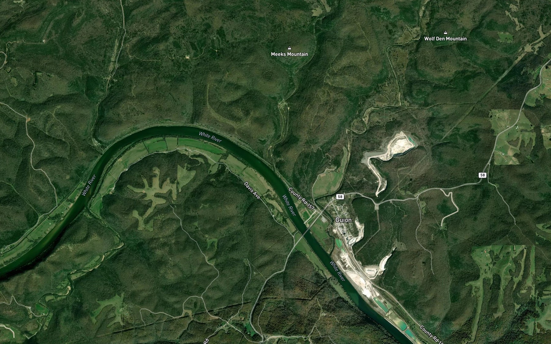 Satellite map of the Hidden Creek