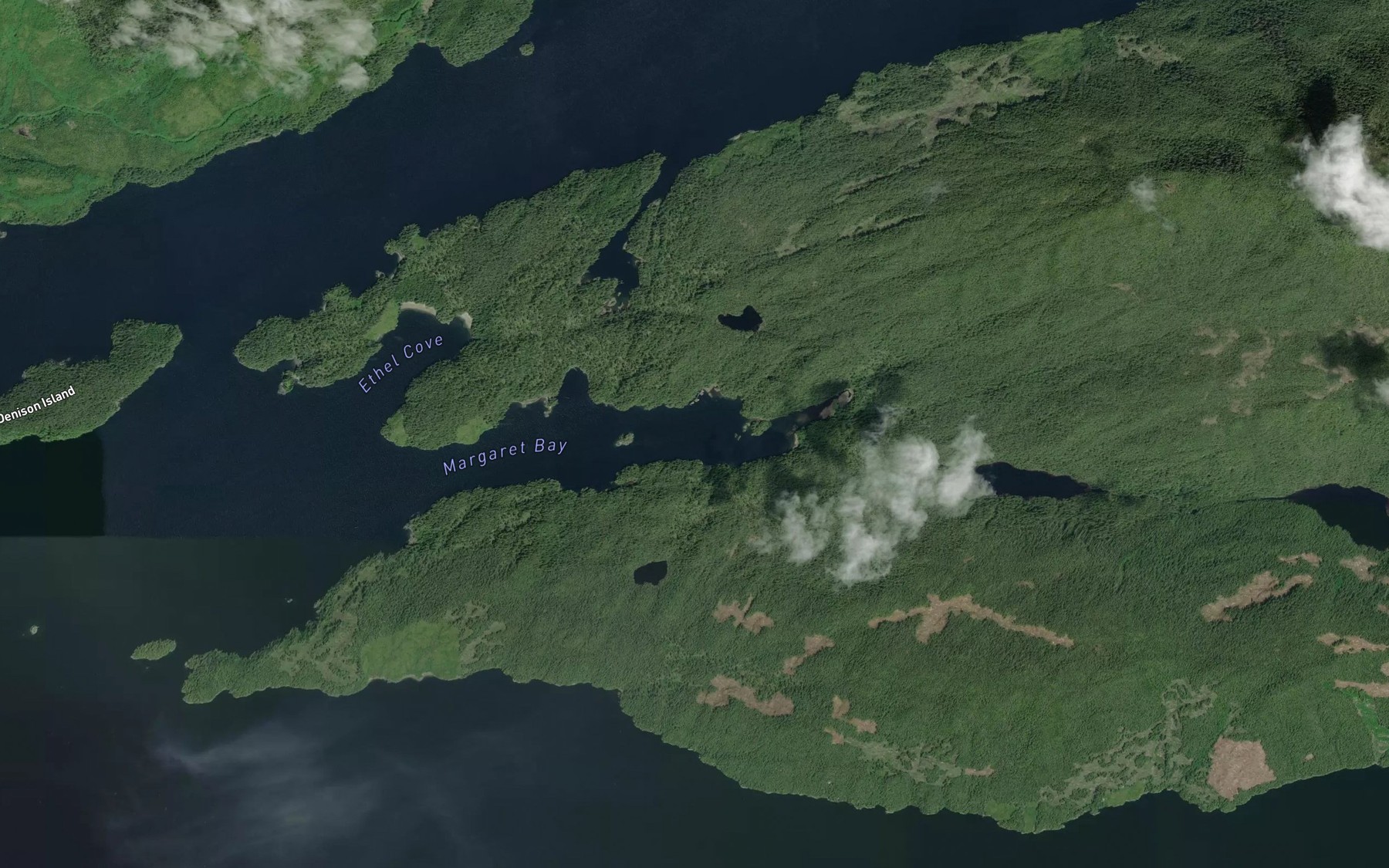 Satellite map of the Margaret Bay