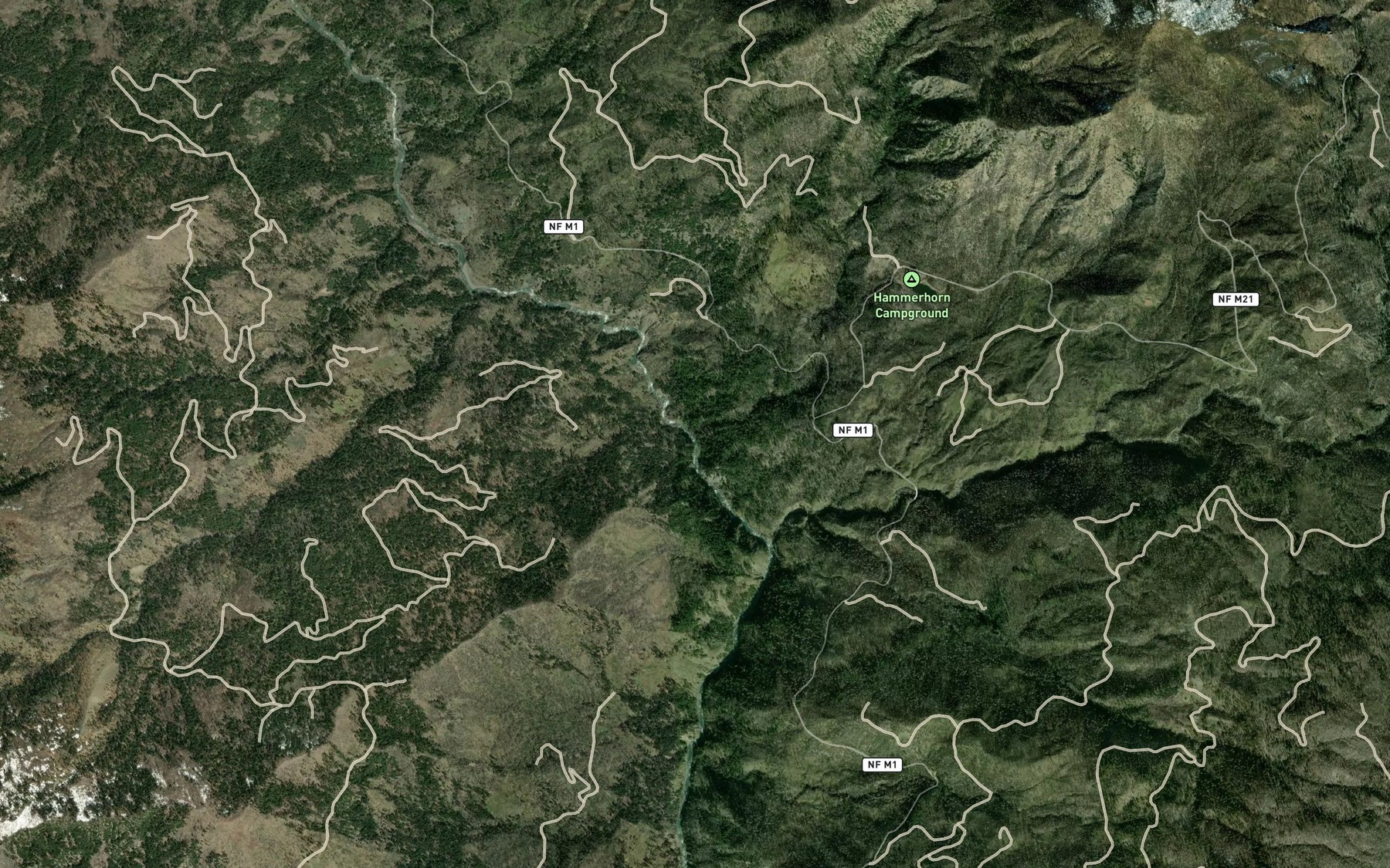 Satellite map of the Hammerhorn Creek