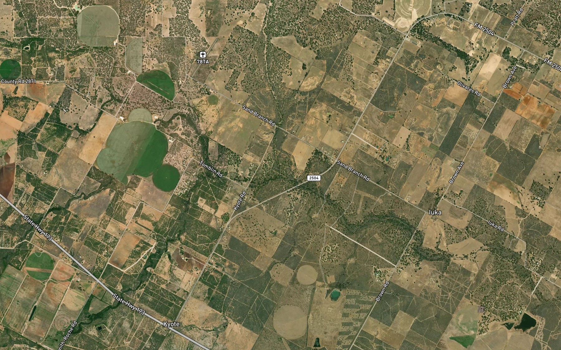 Satellite map of the Sand Branch