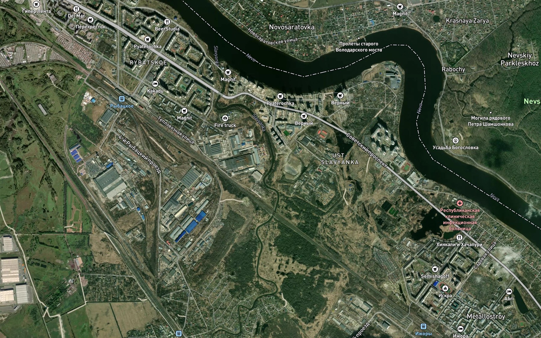 Satellite map of the Slavyanka