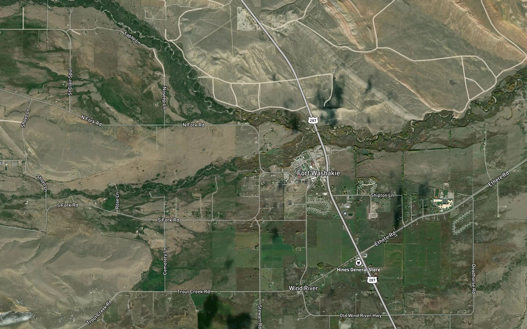 Satellite map of the Crooked Creek