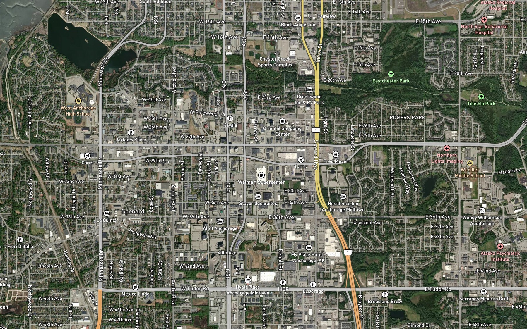 Satellite map of the O'Connell Lake