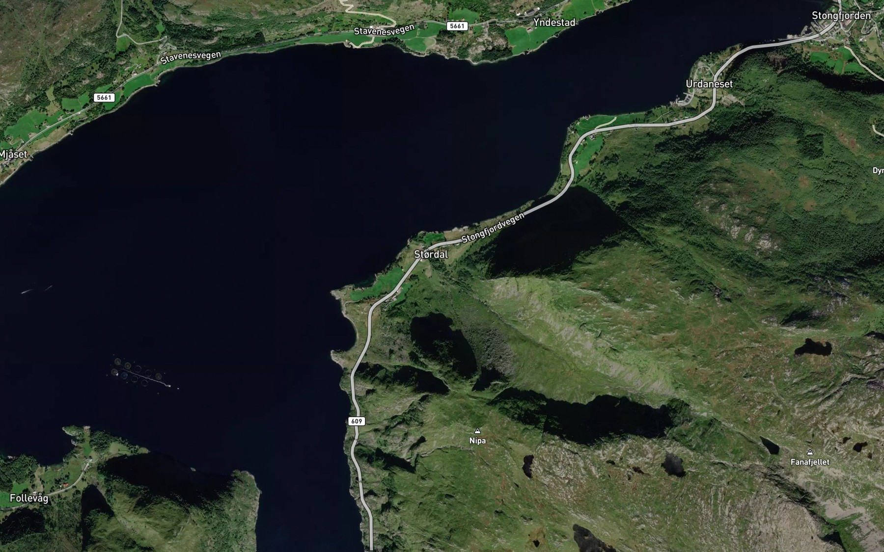 Satellite map of the Stordalselva