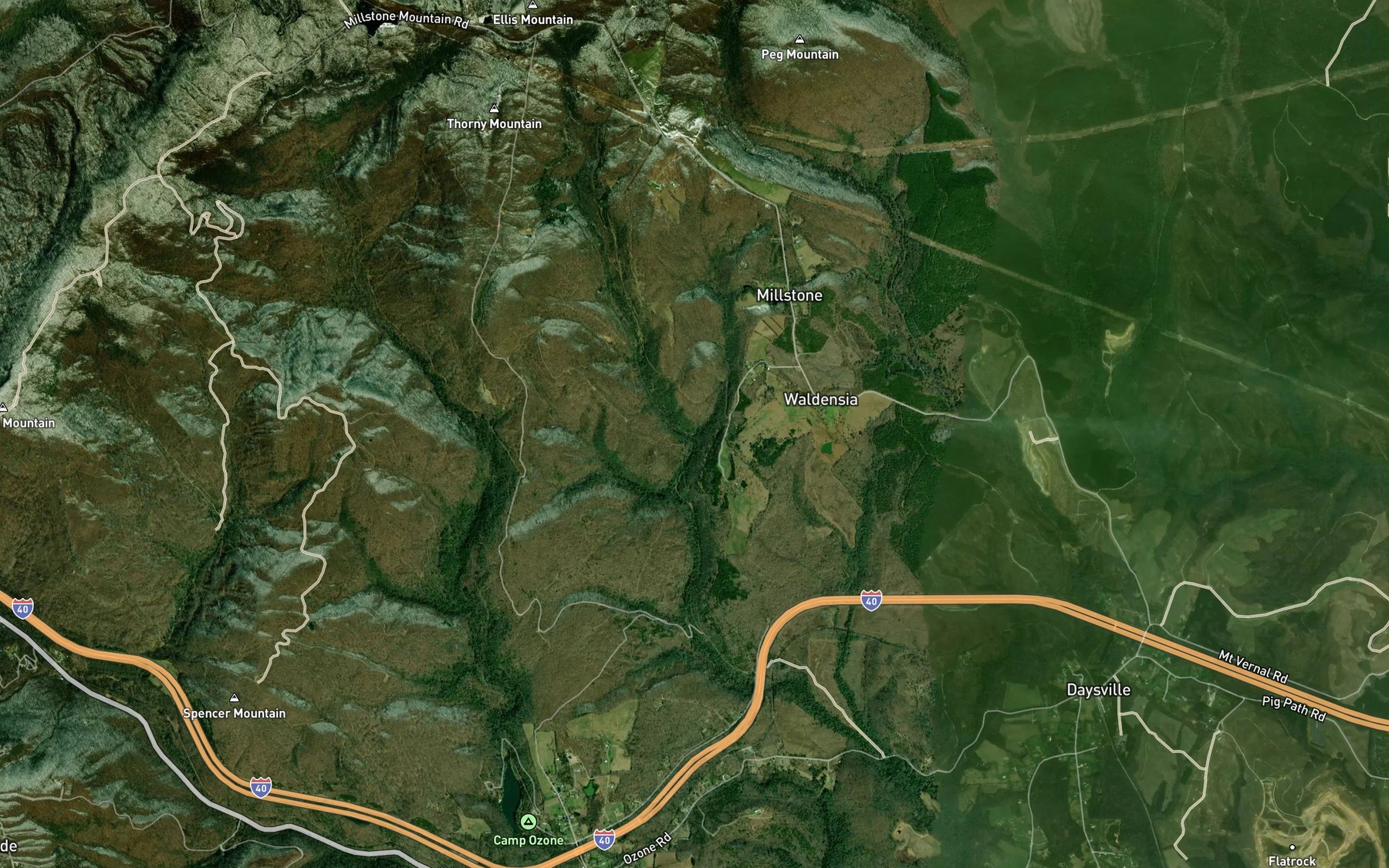 Satellite map of the Carter Branch