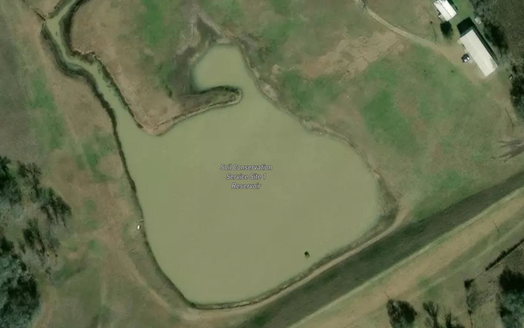Satellite map of the Soil Conservation Service Site 1 Reservoir